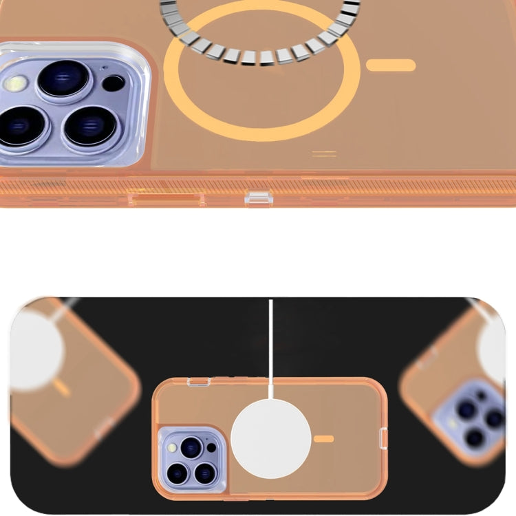 For iPhone 14 Pro Shockproof MagSafe Magnetic Phone Case(Transparent Gold) - iPhone 14 Pro Cases by PMC TechLife | Online Shopping South Africa | PMC TechLife