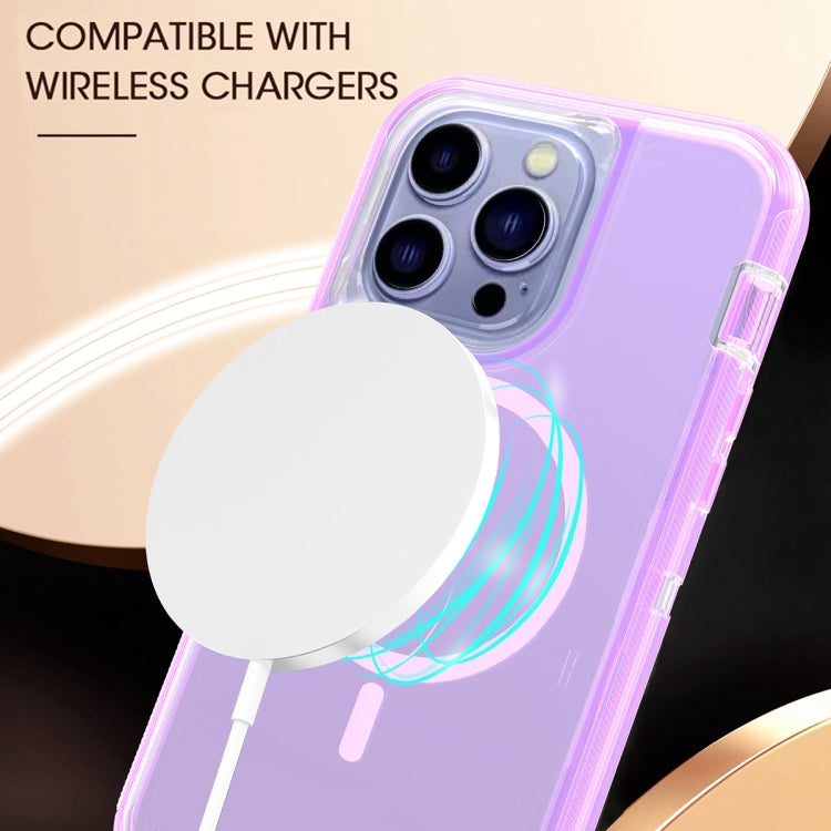 For iPhone 13 Pro Shockproof MagSafe Magnetic Phone Case(Transparent Purple) - iPhone 13 Pro Cases by PMC TechLife | Online Shopping South Africa | PMC TechLife