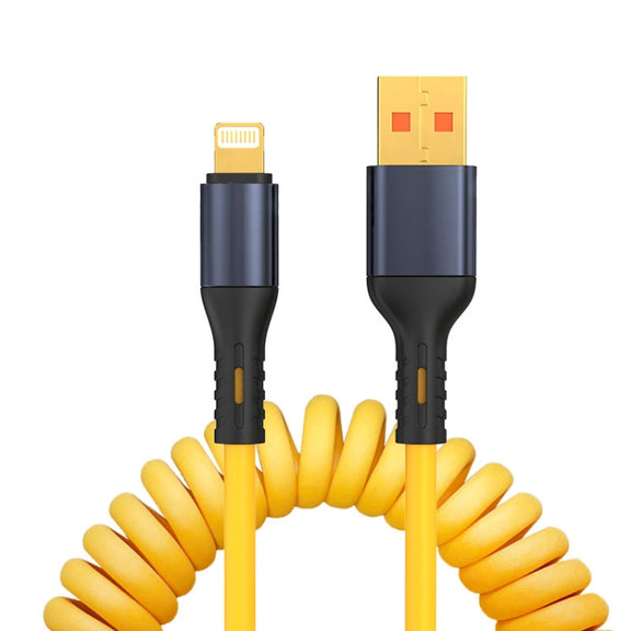 XJ-U101 USB to 8 Pin Spring Charging Data Cable, Length: 1.5m(Yellow)