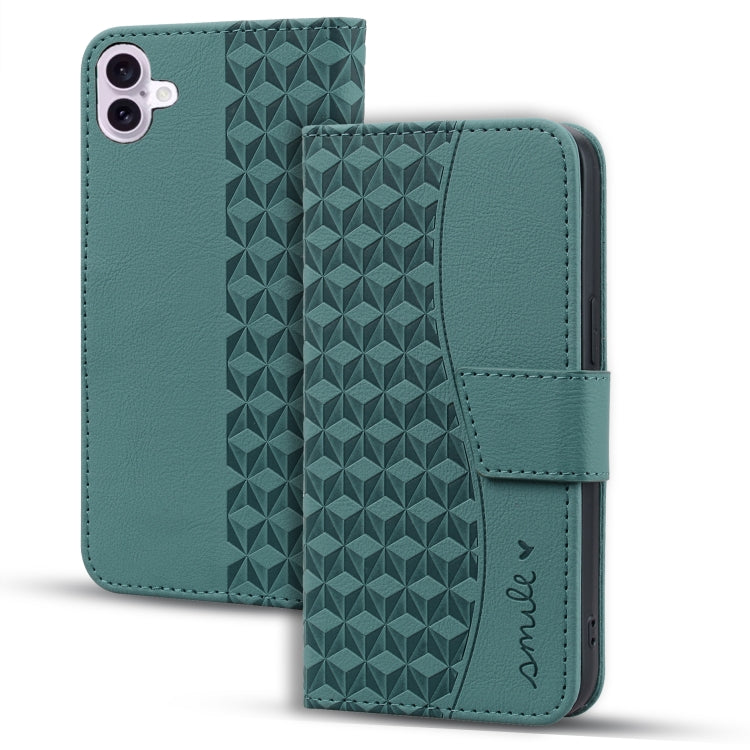 For iPhone 16 Business Diamond Buckle Leather Phone Case with Lanyard(Green) - iPhone 16 Cases by PMC TechLife | Online Shopping South Africa | PMC TechLife | Buy Now Pay Later Mobicred