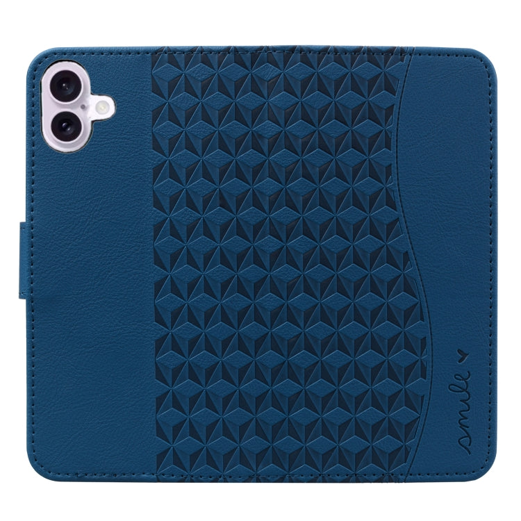 For iPhone 16 Business Diamond Buckle Leather Phone Case with Lanyard(Royal Blue) - iPhone 16 Cases by PMC TechLife | Online Shopping South Africa | PMC TechLife | Buy Now Pay Later Mobicred