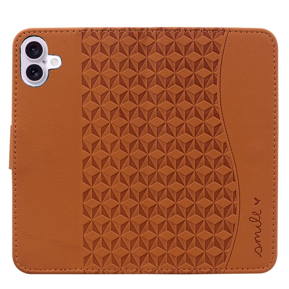 For iPhone 16 Plus Business Diamond Buckle Leather Phone Case with Lanyard(Brown)