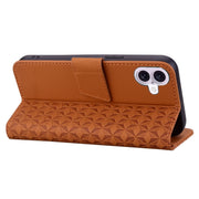 For iPhone 16 Plus Business Diamond Buckle Leather Phone Case with Lanyard(Brown)