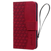 For iPhone 16 Pro Business Diamond Buckle Leather Phone Case with Lanyard(Wine Red)