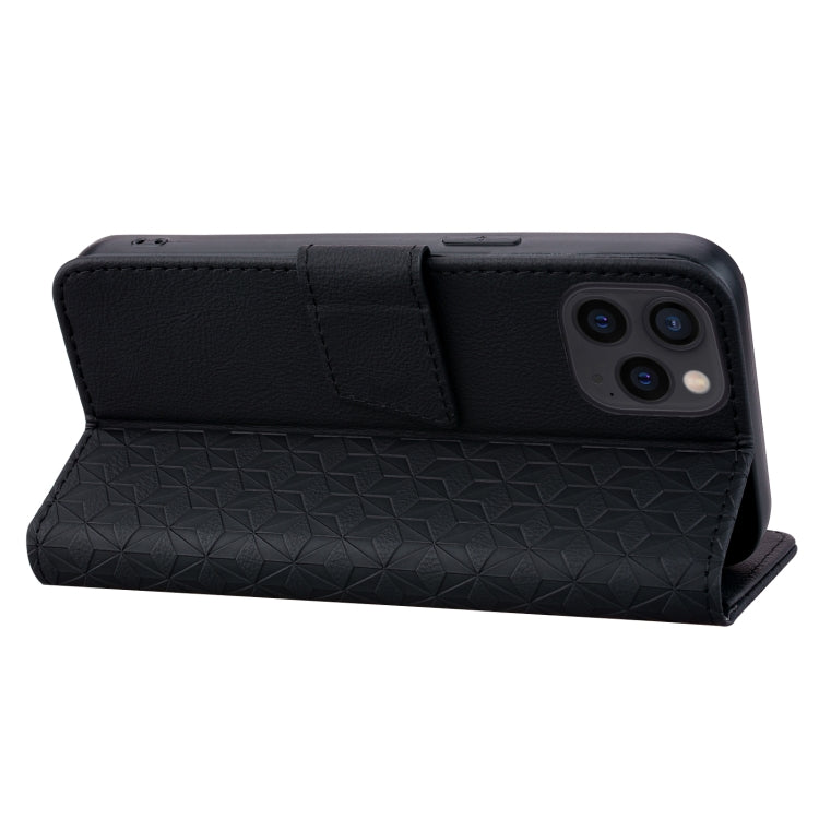 For iPhone 16 Pro Business Diamond Buckle Leather Phone Case with Lanyard(Black) - iPhone 16 Pro Cases by PMC TechLife | Online Shopping South Africa | PMC TechLife | Buy Now Pay Later Mobicred