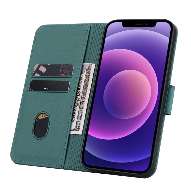 For iPhone 16 Pro Max Business Diamond Buckle Leather Phone Case with Lanyard(Green)