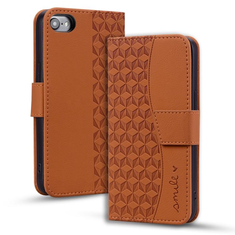 For iPhone 16e Business Diamond Buckle Leather Phone Case with Lanyard(Brown) - iPhone 16e Cases by PMC TechLife | Online Shopping South Africa | PMC TechLife | Buy Now Pay Later Mobicred