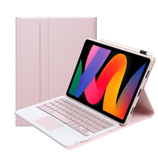 For Xiaomi Redmi Pad SE 11 inch A0N9-A Lambskin Texture Ultra-thin Detachable Bluetooth Keyboard Leather Case with Touchpad(Pink) - Xiaomi Keyboard by PMC Jewellery | Online Shopping South Africa | PMC Jewellery | Buy Now Pay Later Mobicred