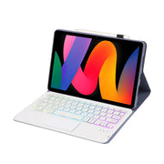For Xiaomi Redmi Pad SE 11 inch A0N9-AS Lambskin Texture Ultra-thin Detachable Backlight Bluetooth Keyboard Leather Case with Touchpad(Purple)