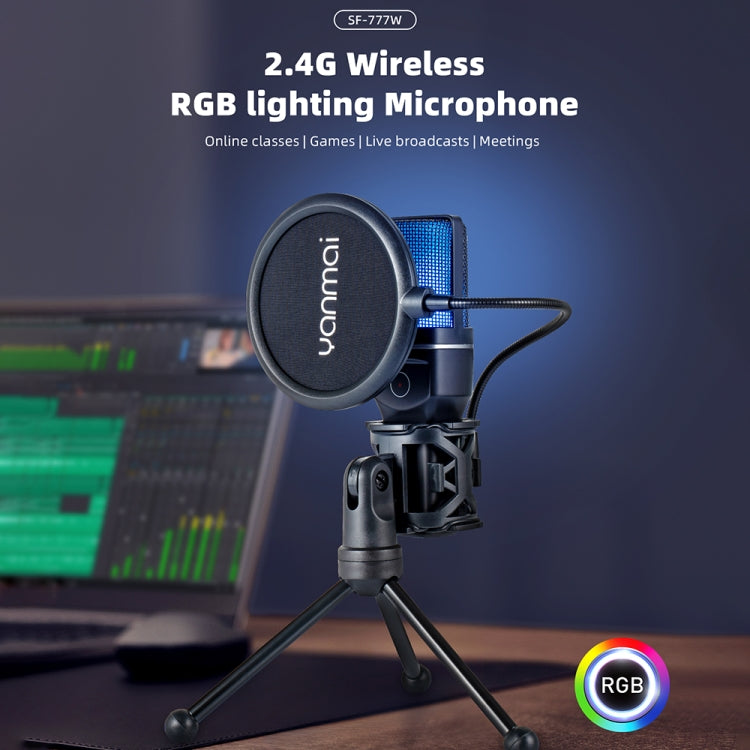 Yanmai SF-777W 2.4G Wireless Gaming Desktop Microphone with RGB Light & Blowout Net - Microphone by Yanmai | Online Shopping South Africa | PMC TechLife | Buy Now Pay Later Mobicred