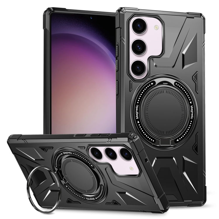 For Samsung Galaxy S23+ 5G MagSafe Magnetic Shockproof Phone Case with Ring Holder(Black) - Galaxy S23+ 5G Cases by PMC TechLife | Online Shopping South Africa | PMC TechLife