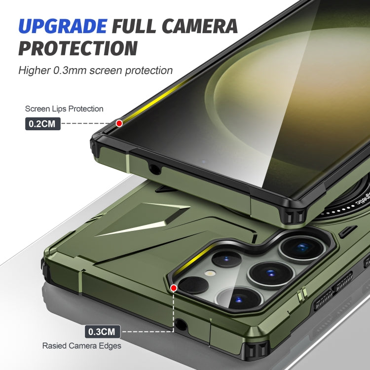 For Samsung Galaxy S23+ 5G MagSafe Magnetic Shockproof Phone Case with Ring Holder(Dark Green)