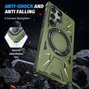 For Samsung Galaxy S23+ 5G MagSafe Magnetic Shockproof Phone Case with Ring Holder(Dark Green)