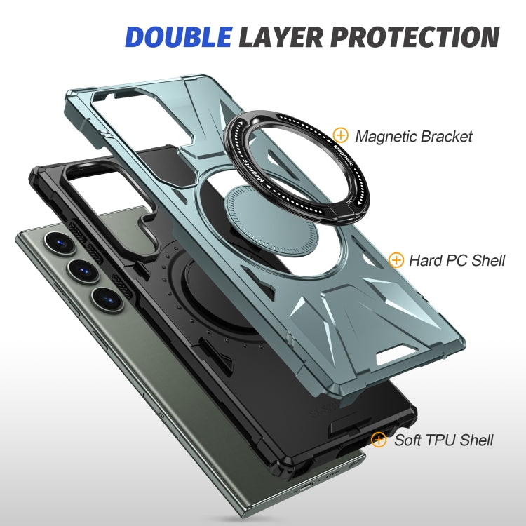 For Samsung Galaxy S23 Ultra 5G MagSafe Magnetic Shockproof Phone Case with Ring Holder(Green) - Galaxy S23 Ultra 5G Cases by PMC TechLife | Online Shopping South Africa | PMC TechLife