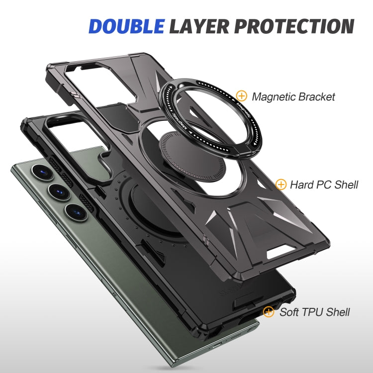For Samsung Galaxy S23 Ultra 5G MagSafe Magnetic Shockproof Phone Case with Ring Holder(Dark Grey)