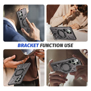 For Samsung Galaxy S23 Ultra 5G MagSafe Magnetic Shockproof Phone Case with Ring Holder(Dark Grey)