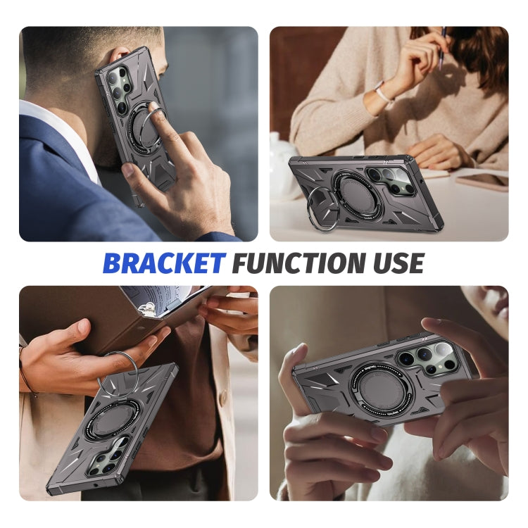 For Samsung Galaxy S23 Ultra 5G MagSafe Magnetic Shockproof Phone Case with Ring Holder(Dark Grey)