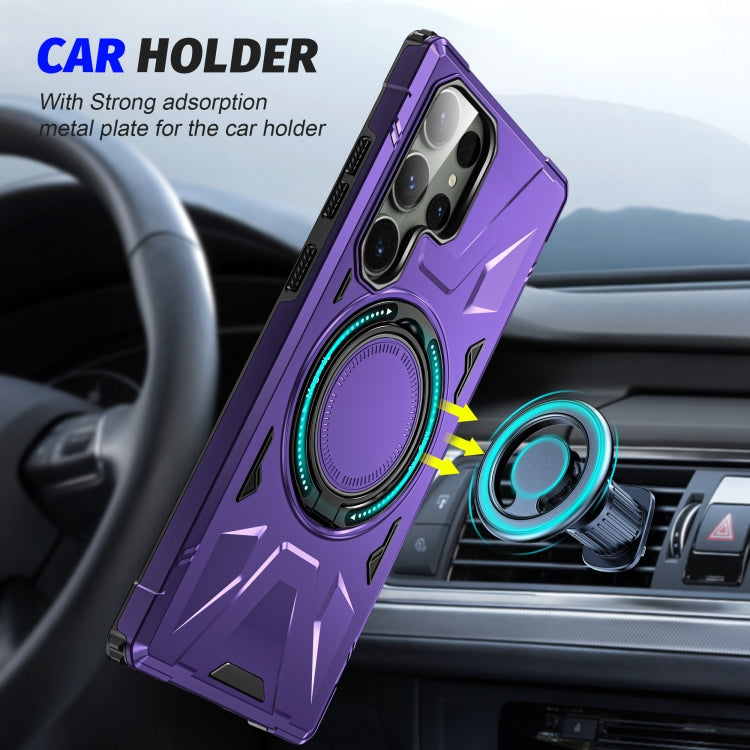 For Samsung Galaxy S23 Ultra 5G MagSafe Magnetic Shockproof Phone Case with Ring Holder(Purple) - Galaxy S23 Ultra 5G Cases by PMC TechLife | Online Shopping South Africa | PMC TechLife