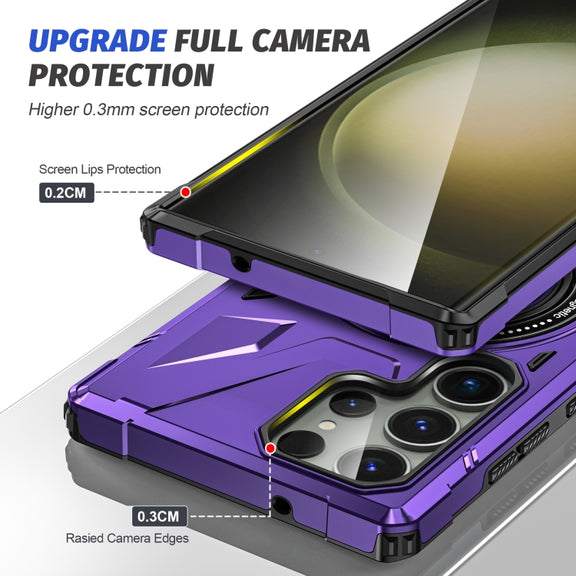 For Samsung Galaxy S23 Ultra 5G MagSafe Magnetic Shockproof Phone Case with Ring Holder(Purple)