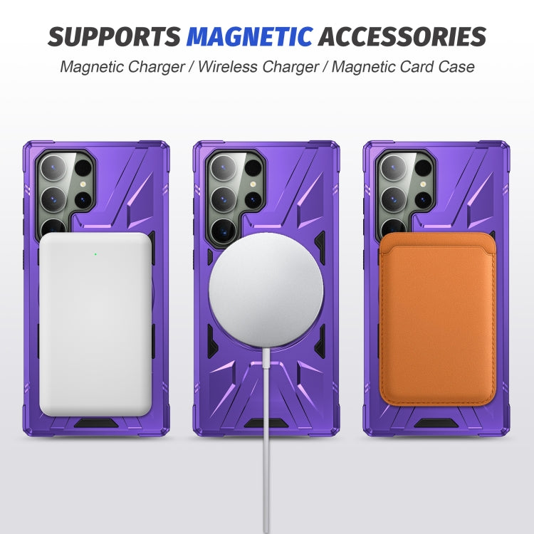For Samsung Galaxy S23 Ultra 5G MagSafe Magnetic Shockproof Phone Case with Ring Holder(Purple)