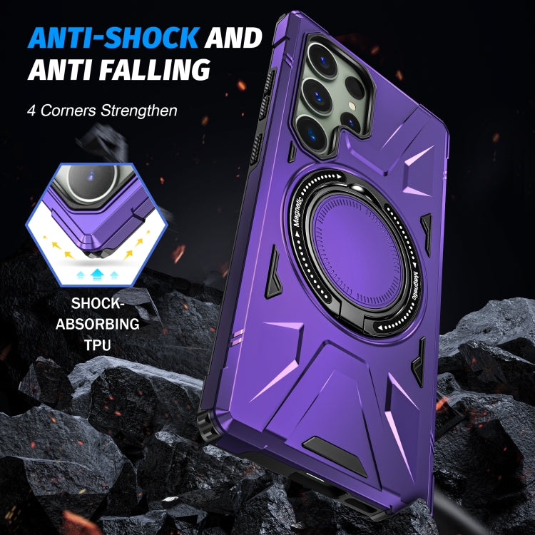 For Samsung Galaxy S23 Ultra 5G MagSafe Magnetic Shockproof Phone Case with Ring Holder(Purple)