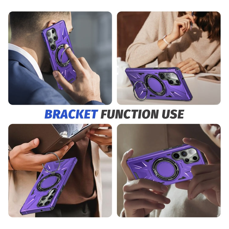 For Samsung Galaxy S23 Ultra 5G MagSafe Magnetic Shockproof Phone Case with Ring Holder(Purple)