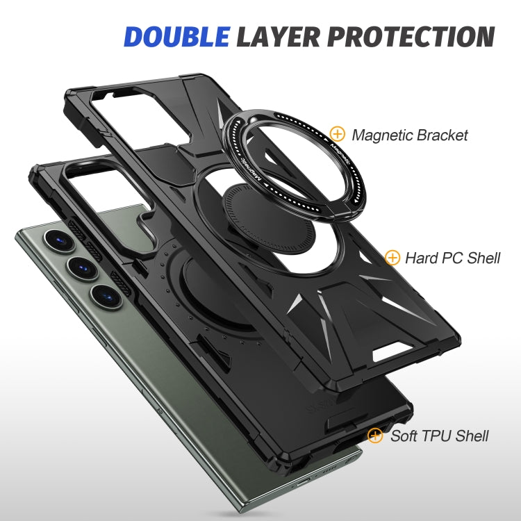 For Samsung Galaxy S24 Ultra 5G MagSafe Magnetic Shockproof Phone Case with Ring Holder(Black) - Galaxy S24 Ultra 5G Cases by PMC TechLife | Online Shopping South Africa | PMC TechLife