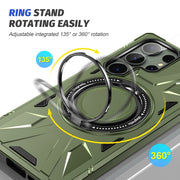 For Samsung Galaxy S24 Ultra 5G MagSafe Magnetic Shockproof Phone Case with Ring Holder(Dark Green)
