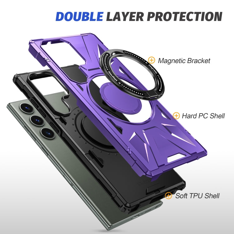 For Samsung Galaxy S24+ 5G MagSafe Magnetic Shockproof Phone Case with Ring Holder(Purple) - Galaxy S24+ 5G Cases by PMC TechLife | Online Shopping South Africa | PMC TechLife
