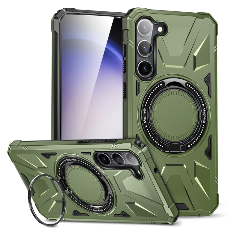 For Samsung Galaxy S24 5G MagSafe Magnetic Shockproof Phone Case with Ring Holder(Dark Green) - Galaxy S24 5G Cases by PMC TechLife | Online Shopping South Africa | PMC TechLife
