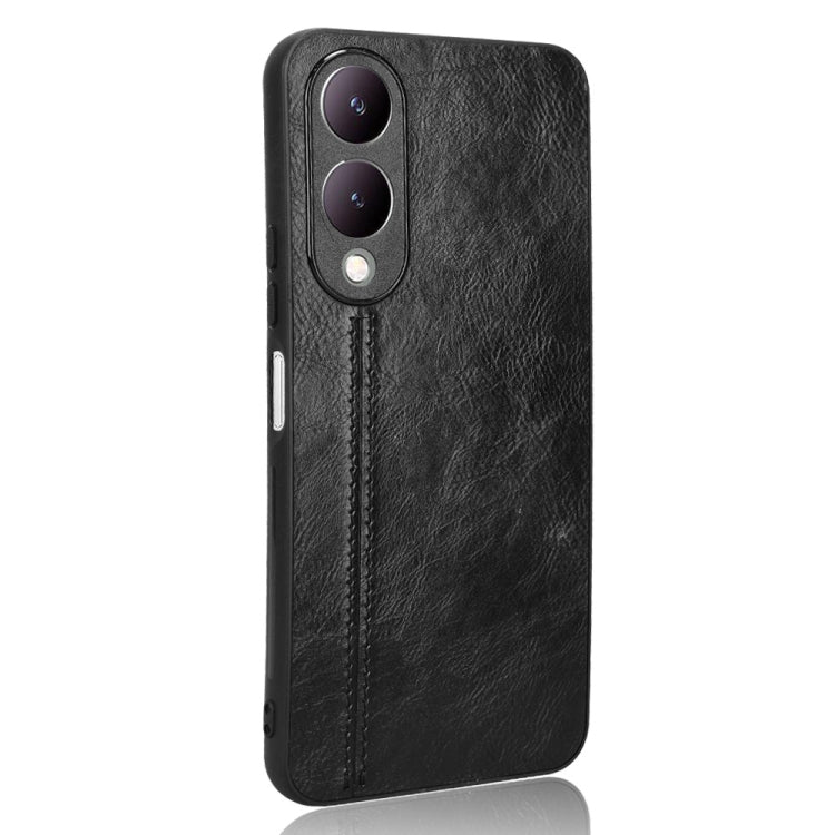 For vivo Y17s 4G Global Cow Pattern Sewing Back Cover Phone Case(Black) - vivo Cases by PMC TechLife | Online Shopping South Africa | PMC TechLife
