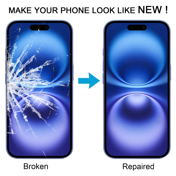 For iPhone 16 Front Screen Outer Glass Lens with OCA Optically Clear Adhesive