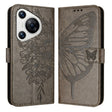 For Huawei Pura 70 Embossed Butterfly Leather Phone Case(Grey) - Huawei Cases by PMC Jewellery | Online Shopping South Africa | PMC Jewellery | Buy Now Pay Later Mobicred