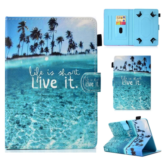For 10 inch Universal Colored Drawing Stitching Leather Tablet Case(Blue Sea) - 10 - 11 inch by PMC Jewellery | Online Shopping South Africa | PMC Jewellery | Buy Now Pay Later Mobicred