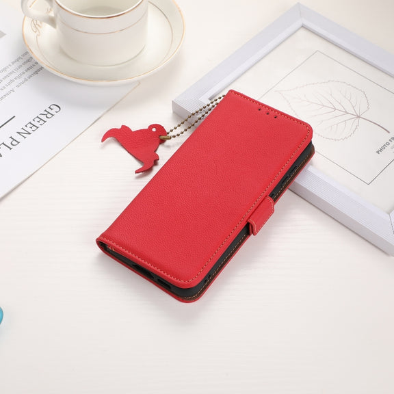 For Google Pixel 9 Pro Side-Magnetic TJ Genuine Leather RFID Phone Case(Red)