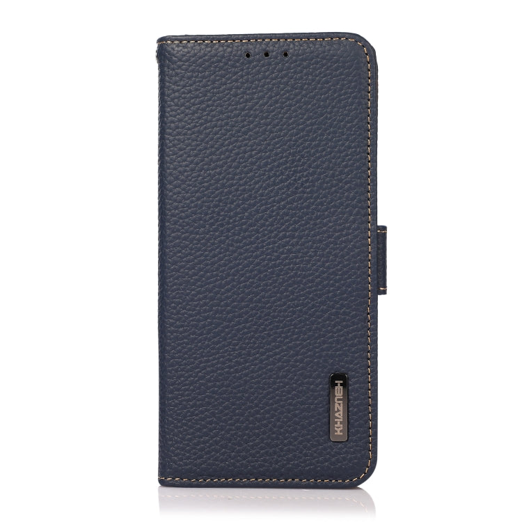For Google Pixel 8a KHAZNEH Side-Magnetic Litchi Genuine Leather RFID Phone Case(Blue) - Google Cases by PMC Jewellery | Online Shopping South Africa | PMC Jewellery | Buy Now Pay Later Mobicred