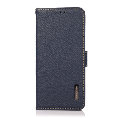 For Google Pixel 8a KHAZNEH Side-Magnetic Litchi Genuine Leather RFID Phone Case(Blue) - Google Cases by PMC Jewellery | Online Shopping South Africa | PMC Jewellery | Buy Now Pay Later Mobicred
