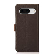 For Google Pixel 8a KHAZNEH Side-Magnetic Litchi Genuine Leather RFID Phone Case(Brown)