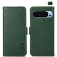 For Google Pixel 9 KHAZNEH Side-Magnetic Litchi Genuine Leather RFID Phone Case(Green) - Google Cases by PMC TechLife | Online Shopping South Africa | PMC TechLife | Buy Now Pay Later Mobicred