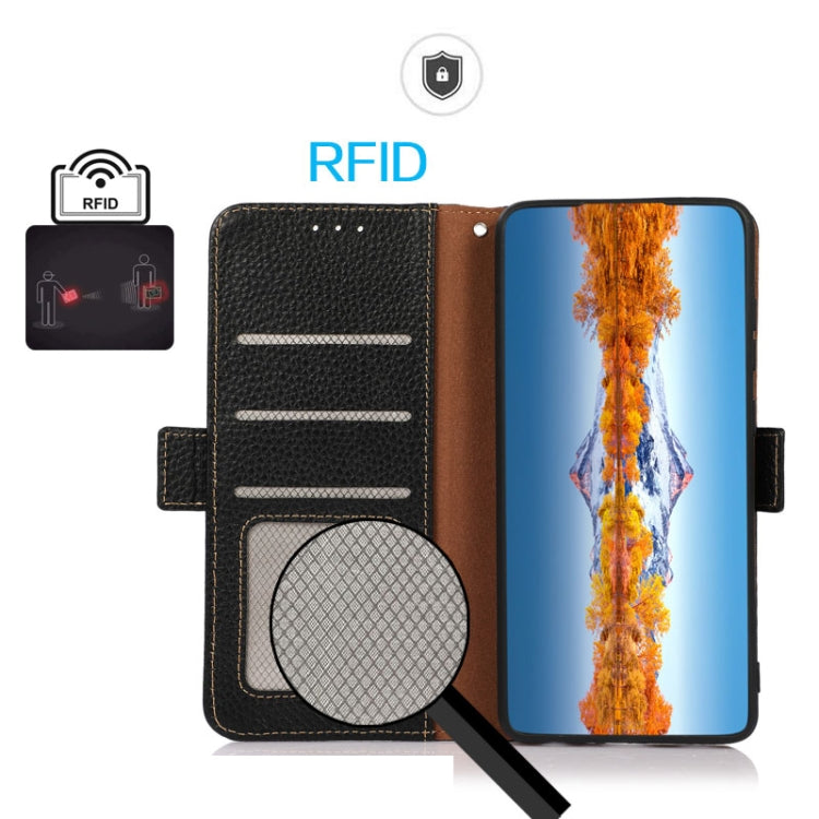 For Google Pixel 9 Pro KHAZNEH Side-Magnetic Litchi Genuine Leather RFID Phone Case(Black) - free shipping - PMC TechLife - Order now!