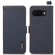 For Google Pixel 9a KHAZNEH Side-Magnetic Litchi Genuine Leather RFID Phone Case(Blue) - Google Cases by PMC TechLife | Online Shopping South Africa | PMC TechLife | Buy Now Pay Later Mobicred