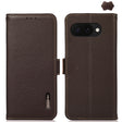 For Google Pixel 9a KHAZNEH Side-Magnetic Litchi Genuine Leather RFID Phone Case(Brown) - Google Cases by PMC TechLife | Online Shopping South Africa | PMC TechLife | Buy Now Pay Later Mobicred