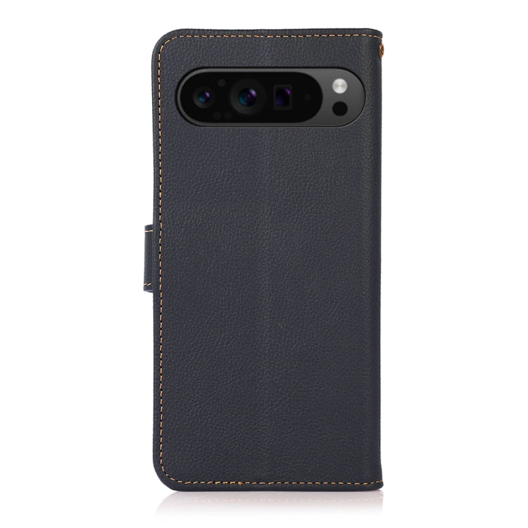 For Google Pixel 9 Pro KHAZNEH Custer Genuine Leather RFID Phone Case(Blue) - free shipping - PMC TechLife - Order now!