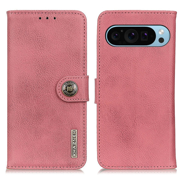 For Google Pixel 10 / 9 KHAZNEH Cowhide Texture Horizontal Flip Leather Phone Case(Pink)