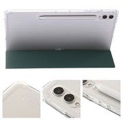 For Samsung Galaxy Tab S9 3-Fold Clear Acrylic Leather Tablet Case(Deep Green)