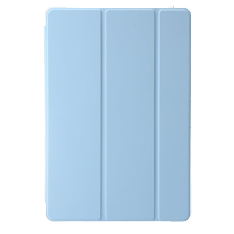 For Samsung Galaxy Tab S9 3-Fold Clear Acrylic Leather Tablet Case(Ice Blue)