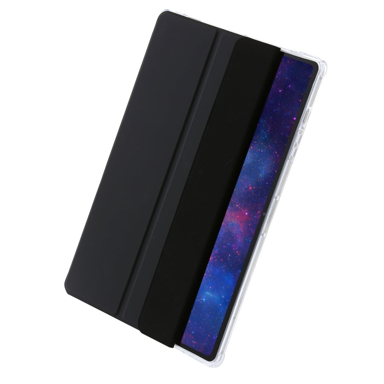 For Samsung Galaxy Tab S10 FE / S9 FE / S9 3-Fold Clear Acrylic Leather Tablet Case(Black) - Galaxy Tab S9 Cases by PMC Jewellery | Online Shopping South Africa | PMC Jewellery | Buy Now Pay Later Mobicred