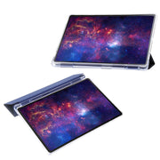 For Samsung Galaxy Tab S9+ 3-Fold Clear Acrylic Leather Tablet Case(Dark Blue)