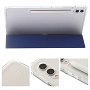 For Samsung Galaxy Tab S9+ 3-Fold Clear Acrylic Leather Tablet Case(Dark Blue)