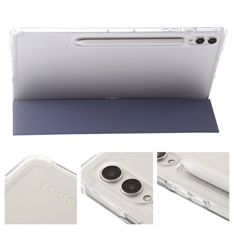 For Samsung Galaxy Tab S9+ 3-Fold Clear Acrylic Leather Tablet Case(Lavender)